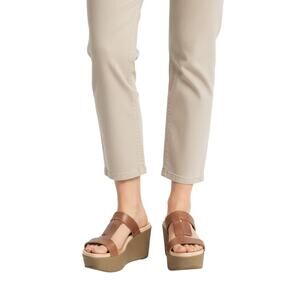 Antelope Brown Rectangle-Front Karas Leather Sandals, 37/US7